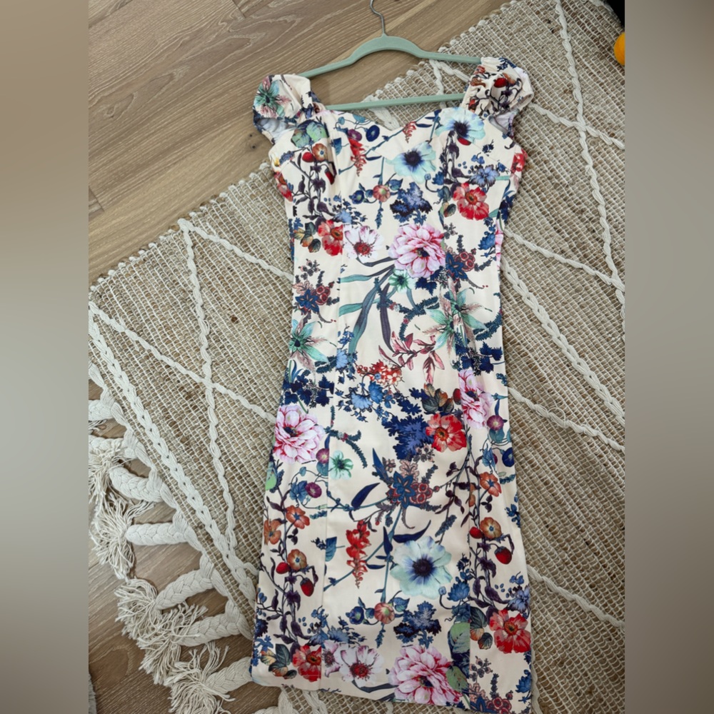 Exclusive brand MALINA bodycon dress. Off shoulder